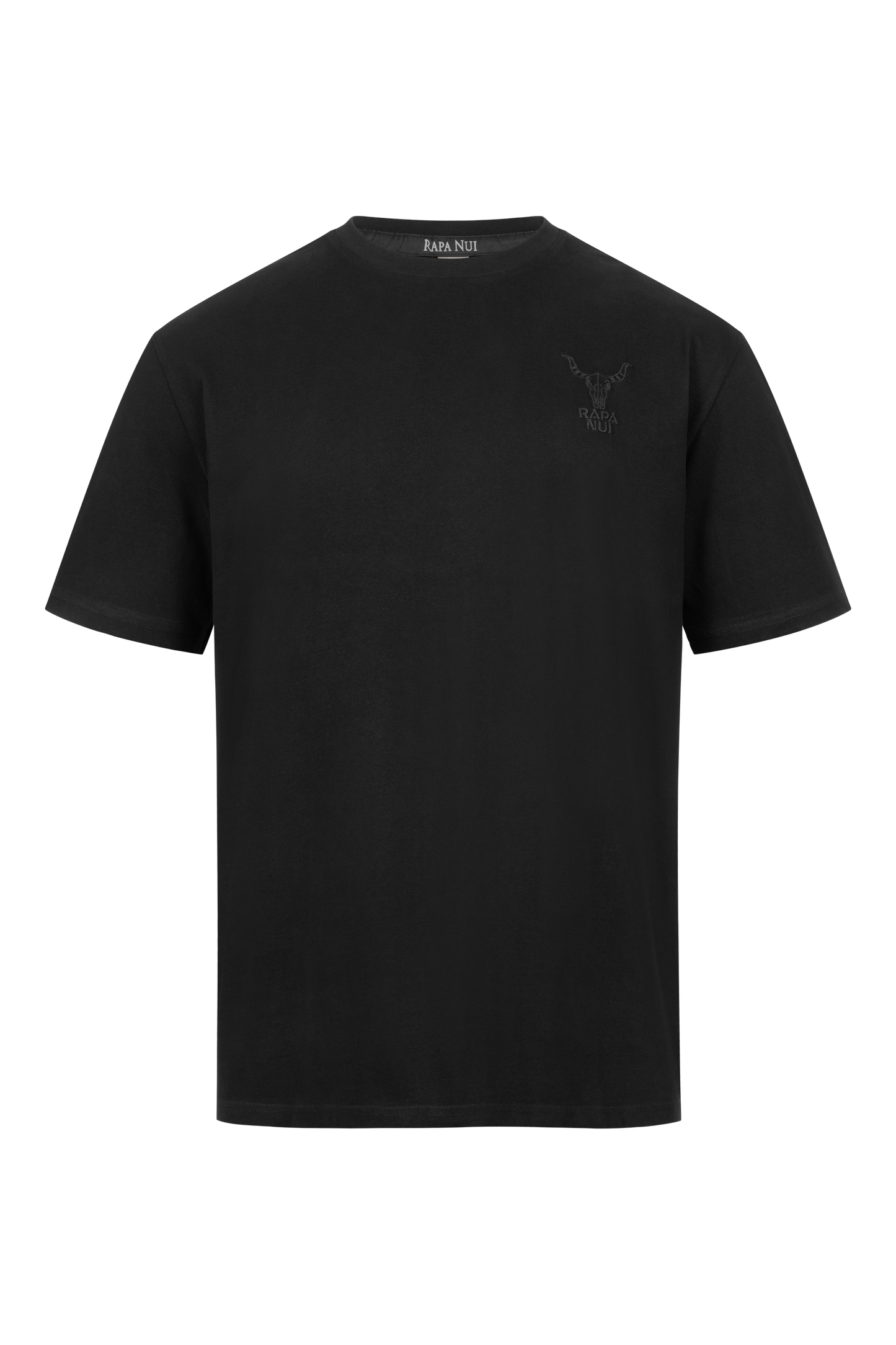 Rapanui Oversize Logo Shirt mit schwarzem Backprint aus GOTS Bio Baumwolle, Unisex, schwarz