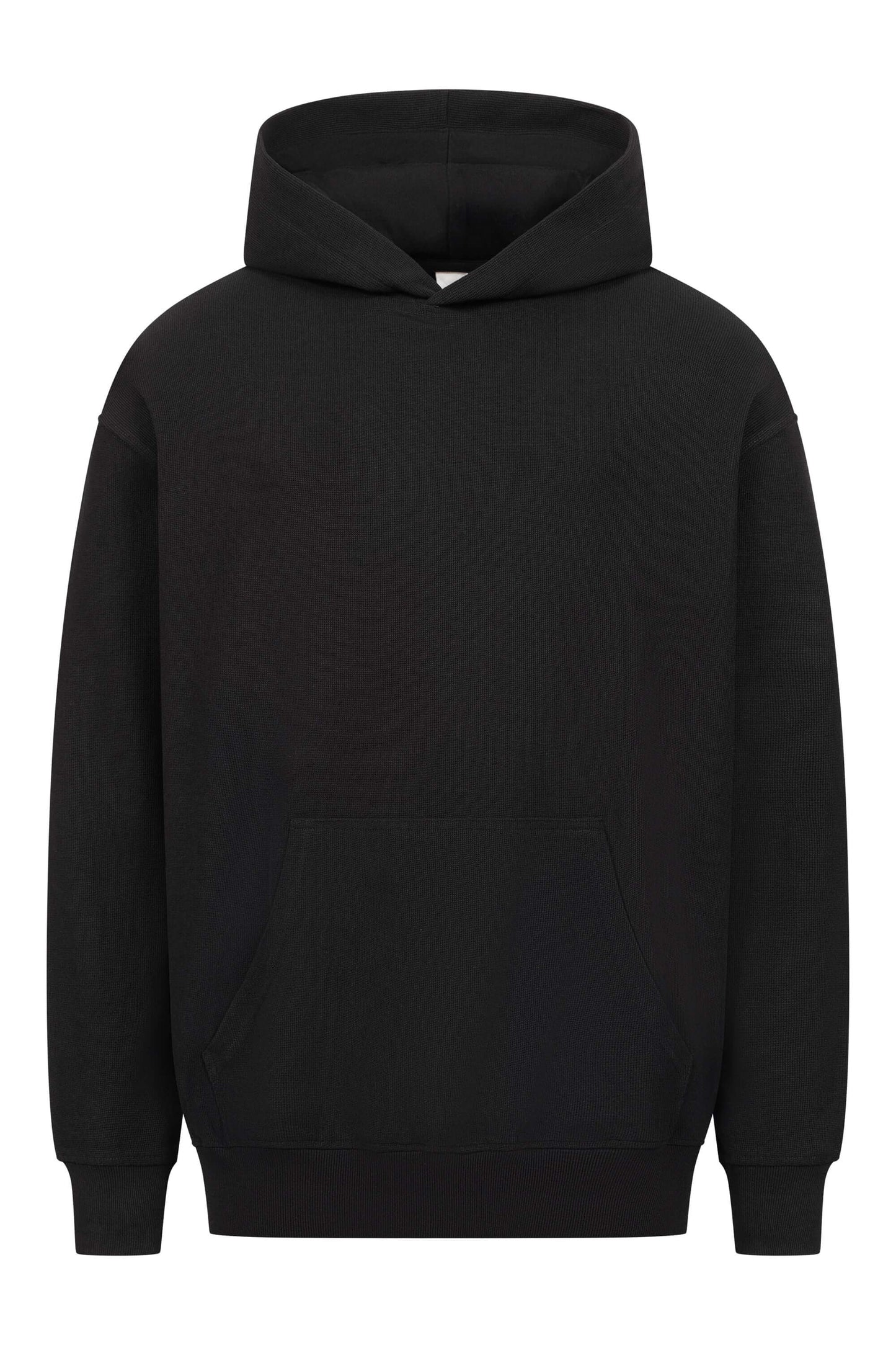 Rapanui Mini Waffle Oversize Basic Hoodie aus GOTS Bio Baumwolle, Unisex, Schwarz