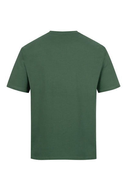 Rückansicht Rapanui Oversize BasicShirt aus GOTS Bio Baumwolle, Unisex, Pineneedle Green