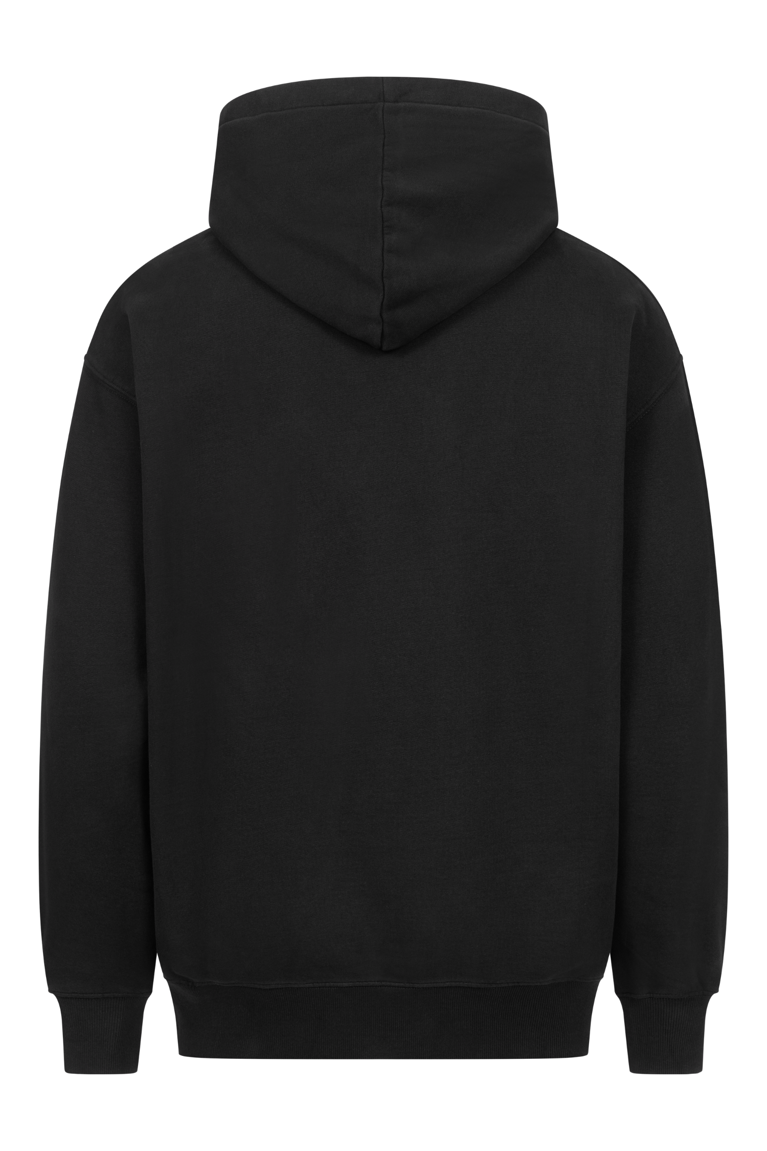 Rückansicht Rapanui Oversize Logo Hoodie aus GOTS Bio Baumwolle, Unisex, schwarz
