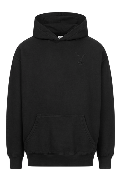 Rapanui Oversize Logo Hoodie aus GOTS Bio Baumwolle, Unisex, schwarz